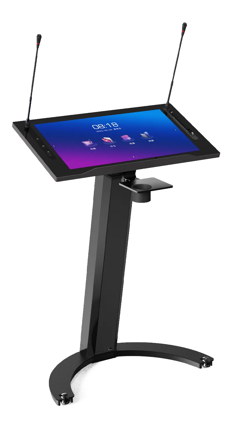 Horion Smart Lectern 27EP1-S aqlli minbari — 27 dyuymli sensorli ekran yoqilgan, uch chorak rakurs
